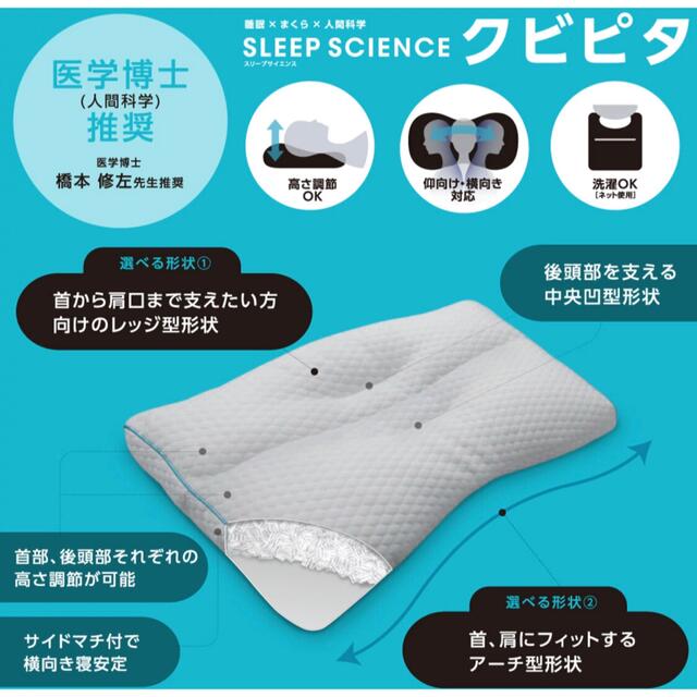 西川(ニシカワ)の【医学博士推奨】じぶんまくら クビピタ Sleep science  インテリア/住まい/日用品の寝具(枕)の商品写真