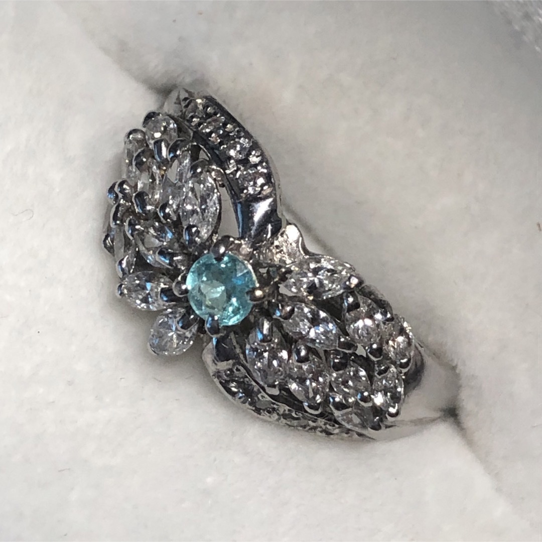 パライバトルマリンリング　K18WG 0.14ct  15号 レディースのアクセサリー(リング(指輪))の商品写真