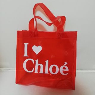 クロエ(Chloe)のI ♡ Chloe　クロエ　クロエジュース　ビニールバッグ　エコバッグ　赤　希少(ハンドバッグ)