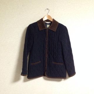 キルティングコート&チェックスカート(ロングコート)