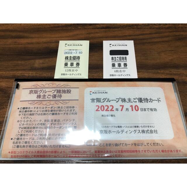 京阪電車　株主優待セット(＋乗車券１6枚)(2022年7月10日まで有効)