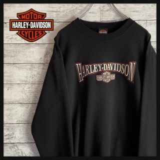 ハーレーダビッドソン(Harley Davidson)のハーレーダビッドソン★刺繍ロゴスウェット　黒　Lサイズ　メキシコ製(スウェット)