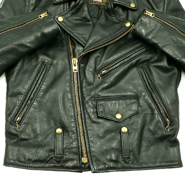 ブランド 新品 特大ロゴ◇old vanson◇アメリカ製C2レザーライダース