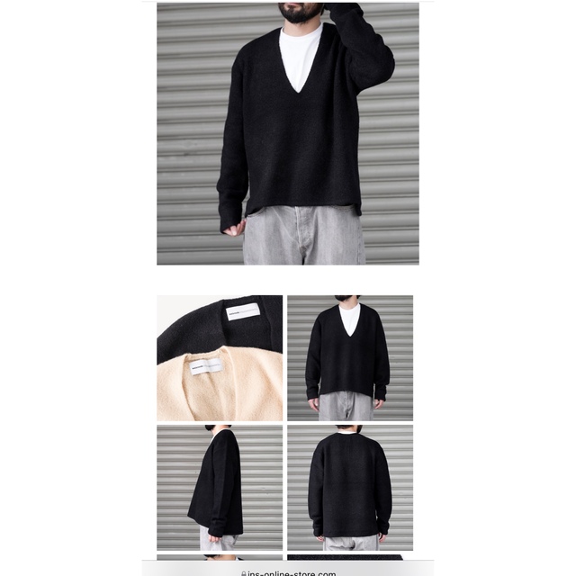 1LDK SELECT(ワンエルディーケーセレクト)のwalenode deep vneck knit（white） メンズのトップス(ニット/セーター)の商品写真