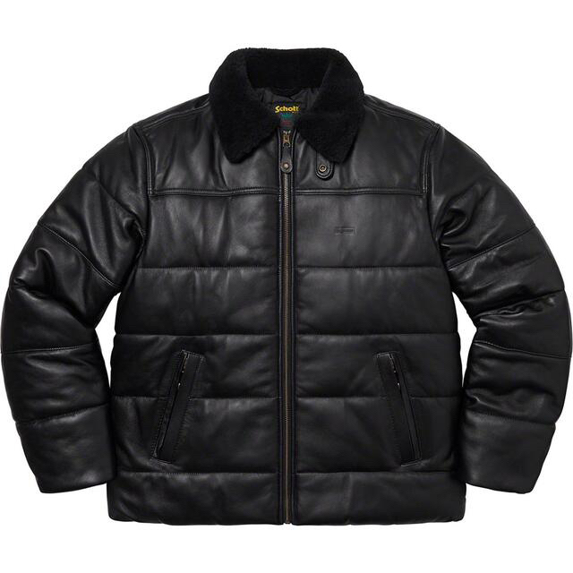 Supreme Schott  Leather Puffy Jacket M 黒