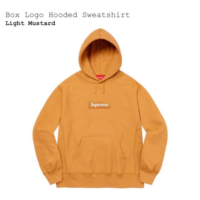 supreme box logo パーカー　light mustard イエロー