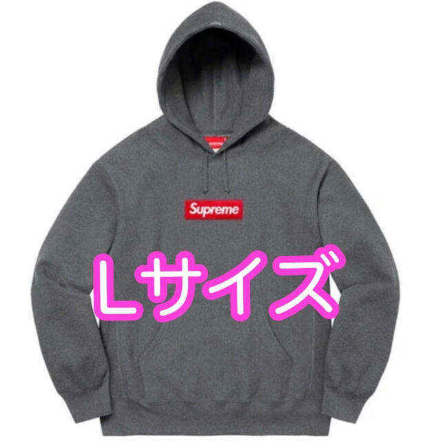 21fw L supreme box logo hooded パーカーチャコール