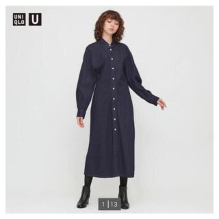 ユニクロ(UNIQLO)の完売◇UNIQLO◇デニムロングシャツワンピース(長袖)(ロングワンピース/マキシワンピース)