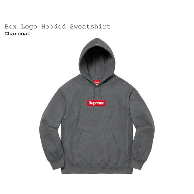 日本製】 Logo Box - Supreme Hooded Charcoal Sweatshirt パーカー