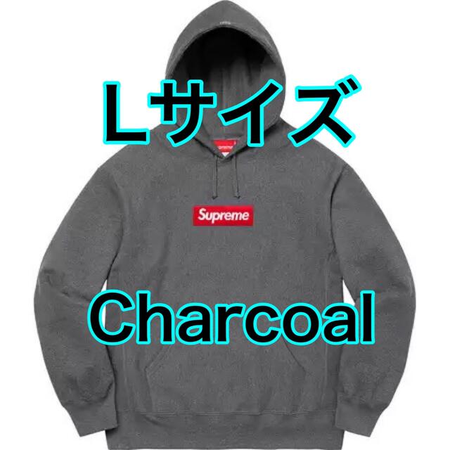 L 新品 Box Logo Hooded Sweatshirt Charcoal