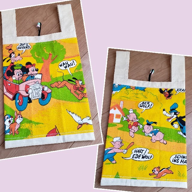 Disney(ディズニー)の[専用] ハンドメイド ミッキー&ミニー 給食袋上履き入れレジ袋型エコバッグS キッズ/ベビー/マタニティのこども用バッグ(シューズバッグ)の商品写真