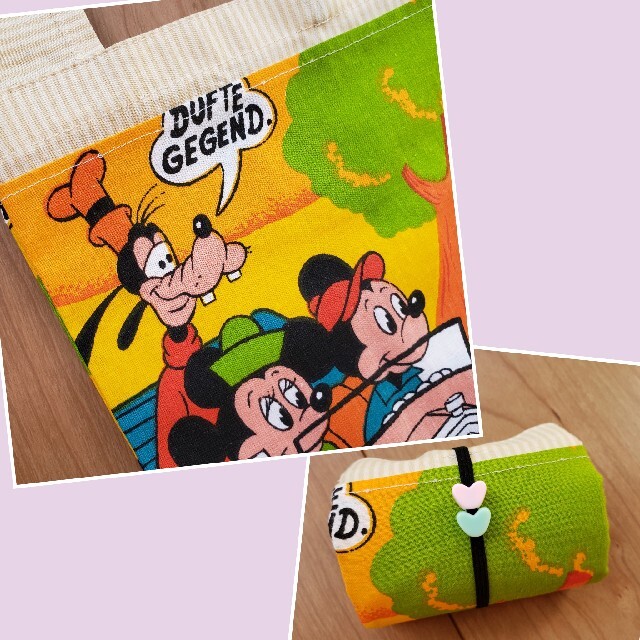 Disney(ディズニー)の[専用] ハンドメイド ミッキー&ミニー 給食袋上履き入れレジ袋型エコバッグS キッズ/ベビー/マタニティのこども用バッグ(シューズバッグ)の商品写真