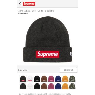 supreme new era box logo beanie charcoal