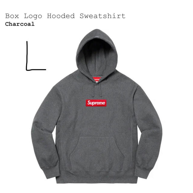 Supreme box logo hoodie L チャコールグレーボックスロゴ