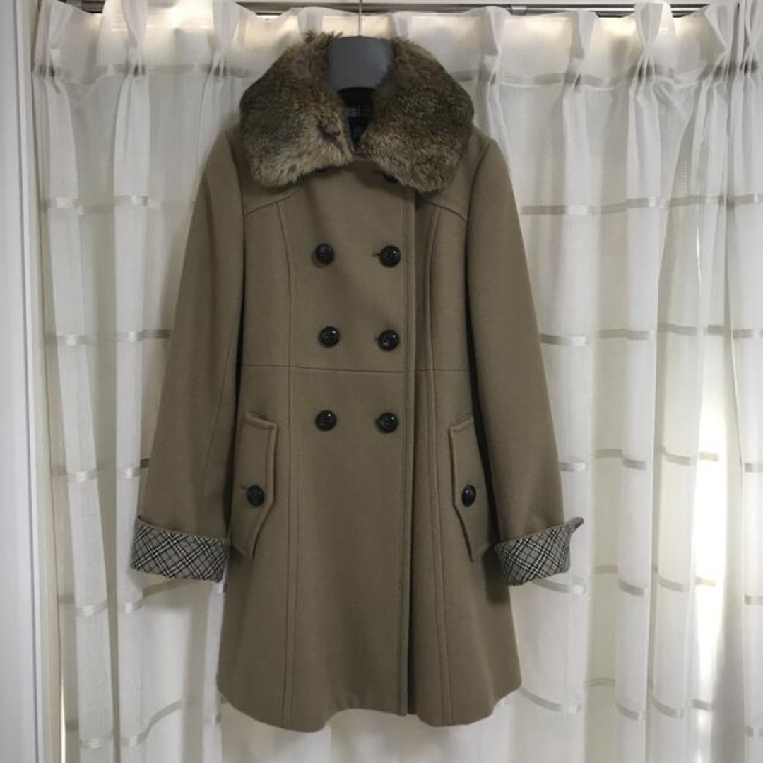 BURBERRY BLUE LABEL - バーバリー ラビットファー付きコートの BURBERRY BLUE LABEL - バーバリー ラビットファー付きコートの