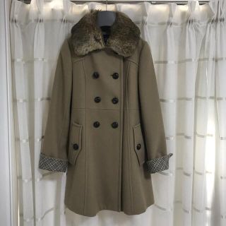 バーバリーブルーレーベル(BURBERRY BLUE LABEL)のバーバリー　ラビットファー付きコート(毛皮/ファーコート)