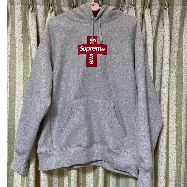 supreme cross box logo hooded grey S