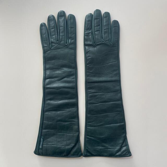 MONCLER(モンクレール)の美品　モンクレール　レディース　レザーロンググローブ　革手袋　グリーン　サイズＳ レディースのファッション小物(手袋)の商品写真
