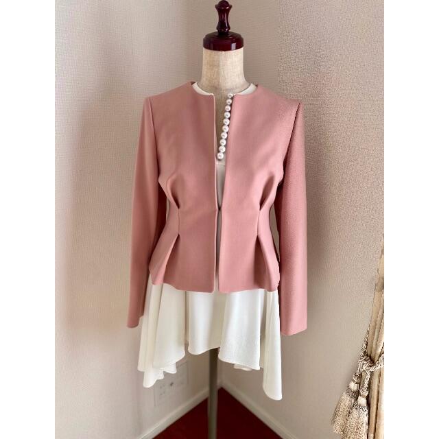 【未使用】YOKO CHAN No-collar Jacket ピンク36￥60500サイズ