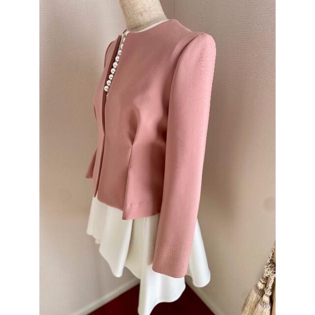 BARNEYS NEW YORK(バーニーズニューヨーク)の【未使用】YOKO CHAN No-collar Jacket ピンク36 レディースのジャケット/アウター(ノーカラージャケット)の商品写真