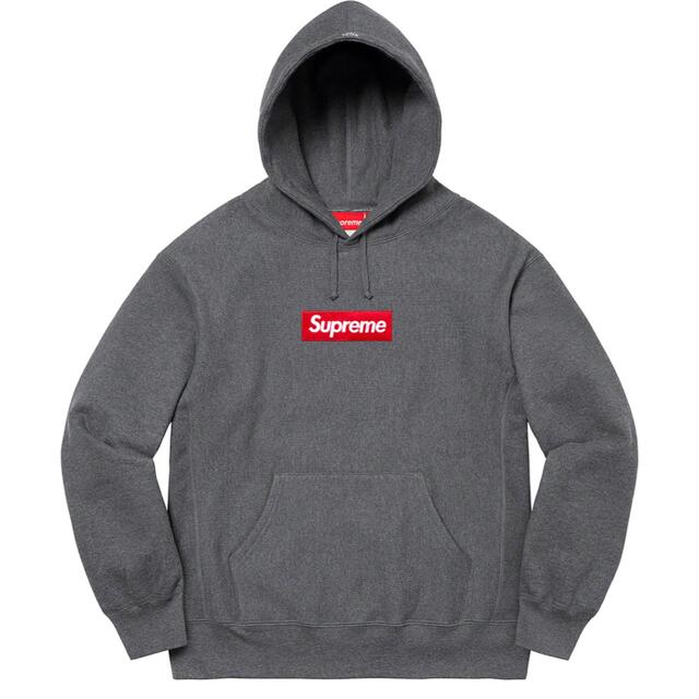 メンズgrey L supreme box logo hooded - パーカー