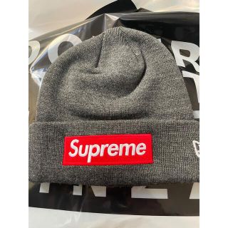 シュプリーム(Supreme)のsupreme box logo チャコール　ビーニー　ニット帽(ニット帽/ビーニー)