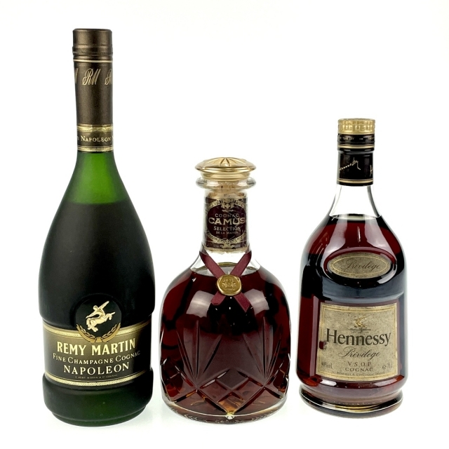 3本 REMY MARTIN CAMUS Hennessy コニャックバイセルブランデーセット