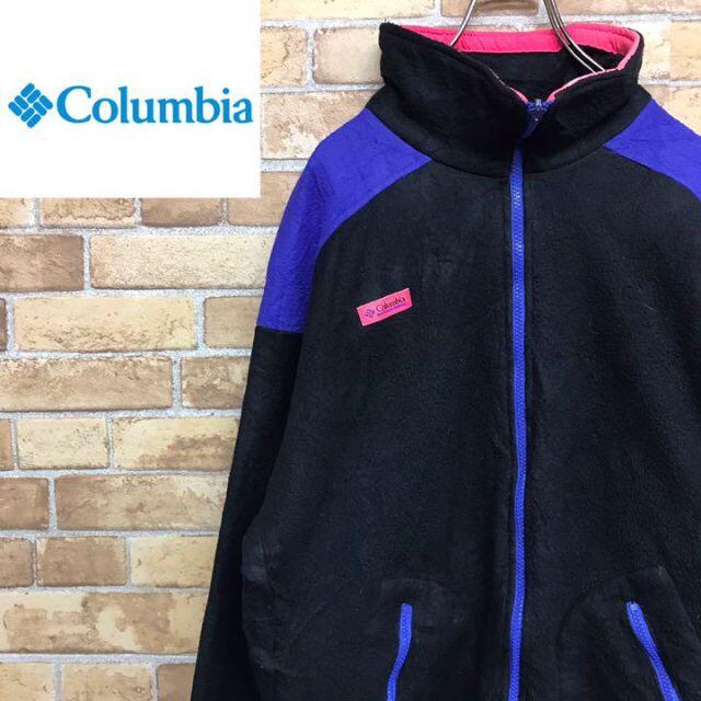 【コロンビア】90s フリースジャケット　三角タグ　フルジップ　USA製　黒 | フリマアプリ ラクマ