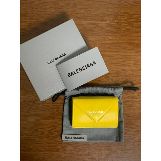 BALENCIAGA バレンシアガ ペーパーミニウォレット イエロー 美しい