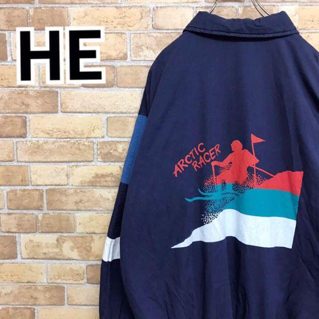 【HE】ハーフジップ　中綿プルオーバー　スキーチーム　ジャケット　紺