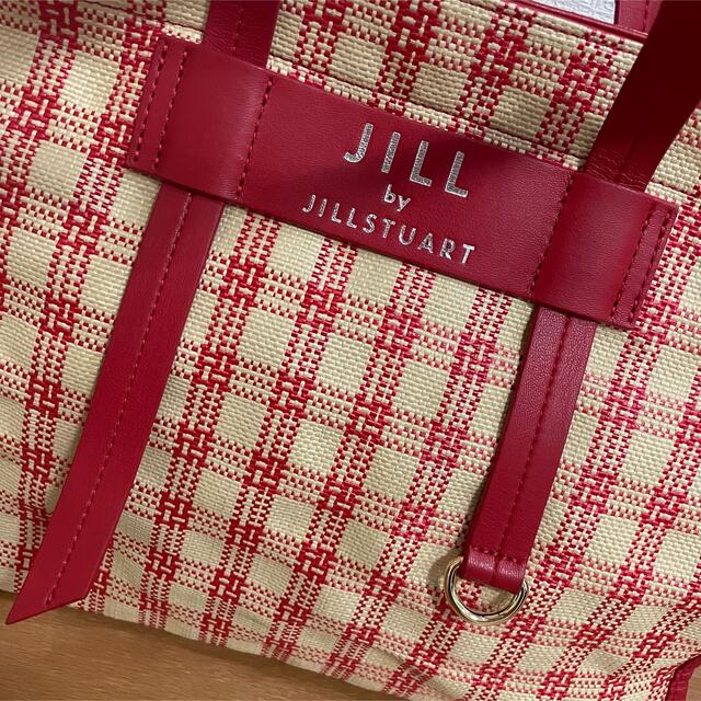 JILL by JILLSTUART(ジルバイジルスチュアート)の【美品】JJピクニックトート 赤チェック 通勤 通学 レディースのバッグ(トートバッグ)の商品写真