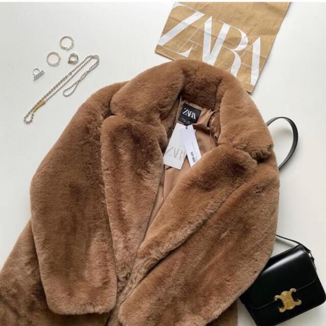 ✴︎即完売 ZARA ザラ フェイクファーショートコート XS チョコレート