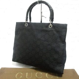 グッチ(Gucci)のGUCCI グッチ バンブー ナイロンキャンバス GG柄 トート ハンドバッグ(トートバッグ)