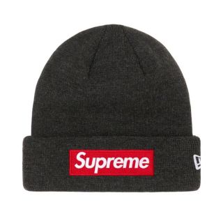 シュプリーム(Supreme)のsupreme newera beanie ビーニー　ニューエラ　チャコール(ニット帽/ビーニー)