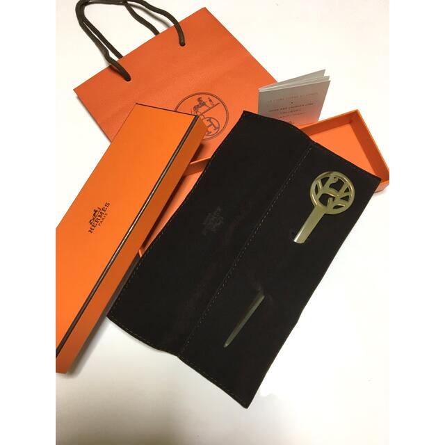 極美品HERMES かんざし バッファローホーン簪 水牛 髪留め お箱布ケース付