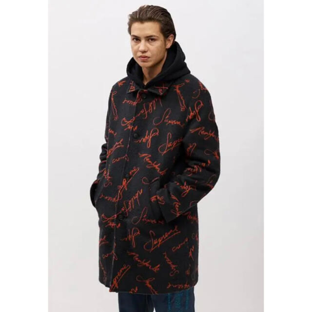 Supreme Script Logos Wool Overcoat M