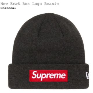 シュプリーム(Supreme)のSupreme New Era Box Logo Beanie チャコール 新品(ニット帽/ビーニー)