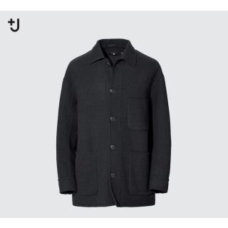 ユニクロ(UNIQLO)のUNIQLO +Jウールブレンドオーバーサイズシャツジャケット ダークグレー L(その他)