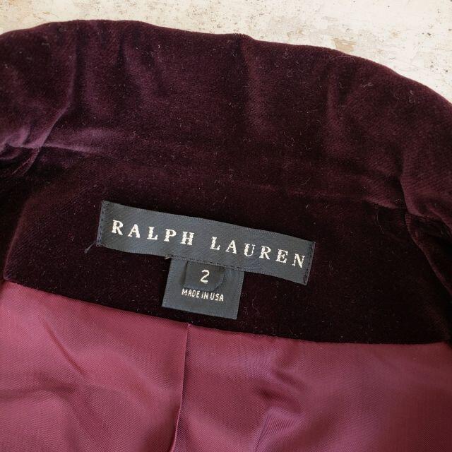 Ralph Lauren(ラルフローレン)のラルフローレン ブラックレーベル☆ ベロア ジャケット 2 USA製 ボルドー レディースのジャケット/アウター(テーラードジャケット)の商品写真