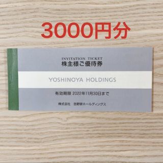 吉野家　株主優待券　3000円分(300円×10枚)(レストラン/食事券)