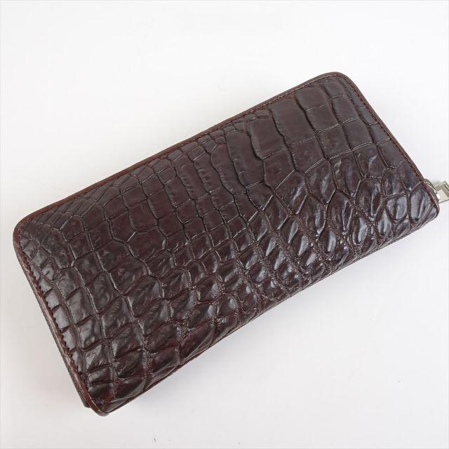 新品 クロコダイル 長財布 ラウンドファスナー ジッピーウォレット 茶