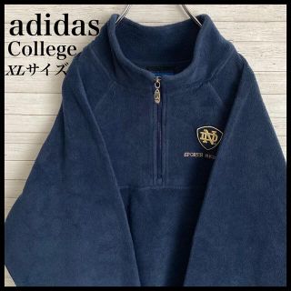 アディダス(adidas)の【激レア】アディダス☆カレッジ ハーフジップ 刺繍ロゴ フリース  XLサイズ(ブルゾン)