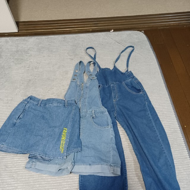 サロペット150　キュロットとショート丈サロペット160　used リメイクにも キッズ/ベビー/マタニティのキッズ服女の子用(90cm~)(ワンピース)の商品写真