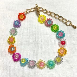 SALE‼️ハンドメイド　カラフルビーズブレスレット💖おまけリング付き(ブレスレット/バングル)