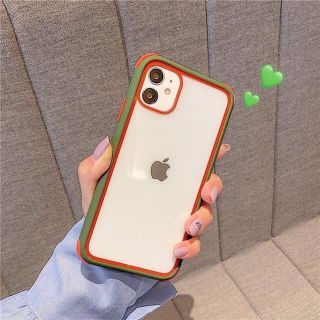 iPhone12/12por シンプル ケース　スマホケース　グリーン(iPhoneケース)