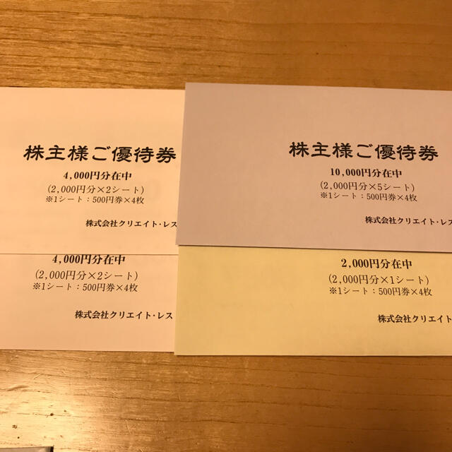 クリエイトレストランツ 12000円分 23.11末期限 - 通販 - pinehotel.info