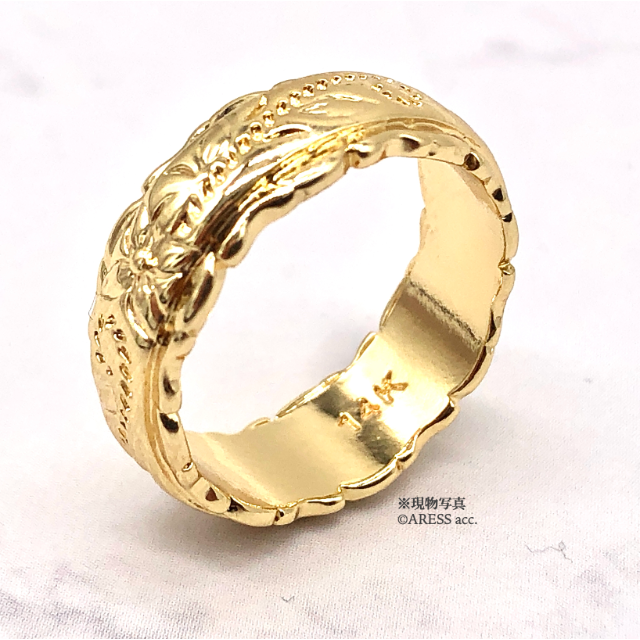 新品 14K ハワイアンジュエリー リング 指輪 ゴールド 16号 花柄 刻印 レディースのアクセサリー(リング(指輪))の商品写真