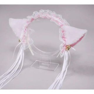 新品☆カチューシャねこメイド　ロリータヘッドドレス 白 ネコミミ 猫耳 ゆめかわ(カチューシャ)