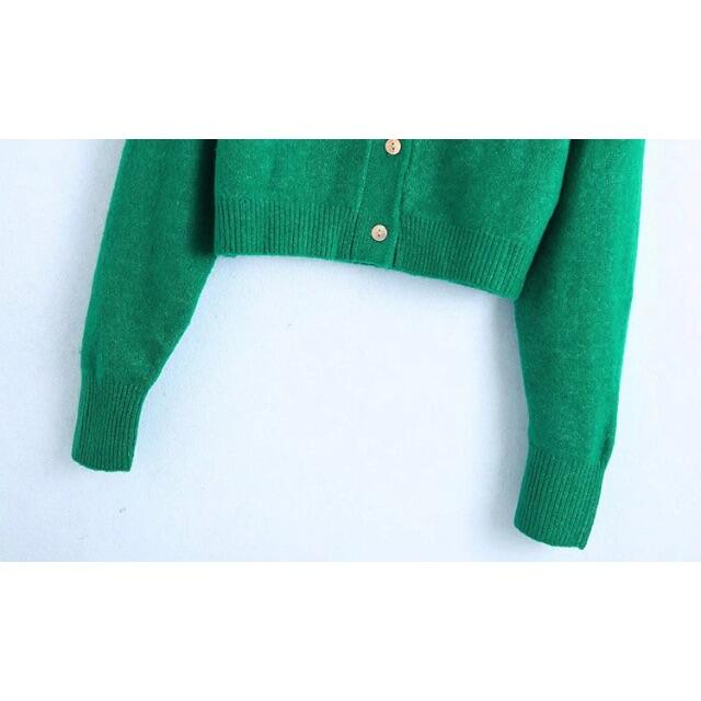 ZARA - 🎄12月新作🎅7052◇green グリーン リーフ 刺繍 ニット