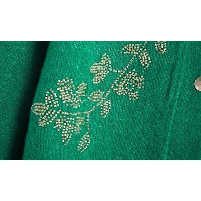 ZARA(ザラ)の🎄12月新作🎅7052◆green グリーン リーフ 刺繍 ニット カーディガン レディースのトップス(カーディガン)の商品写真